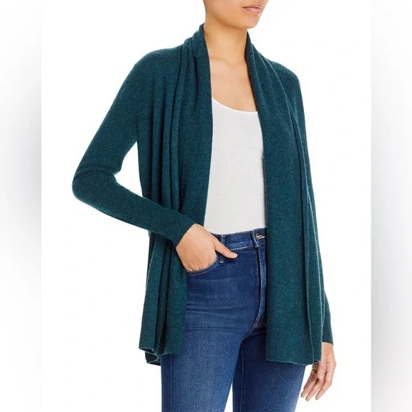 C by Bloomingdale's Cashmere Open-Front Cardigan in Heather Spruce
